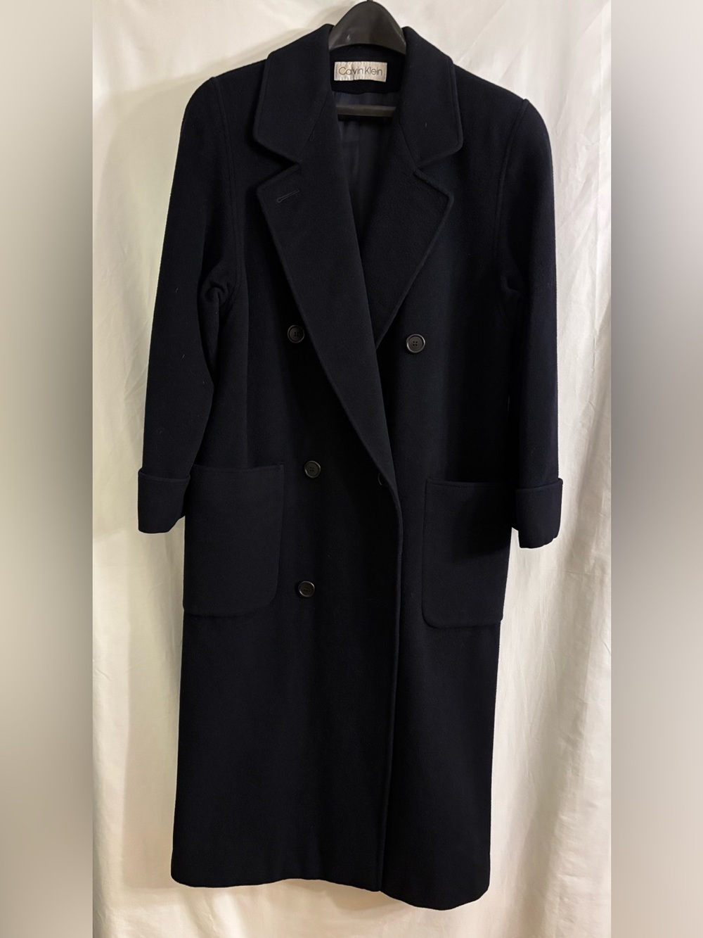 Calvin Klein Women's Black Double-Breasted Wool Coat